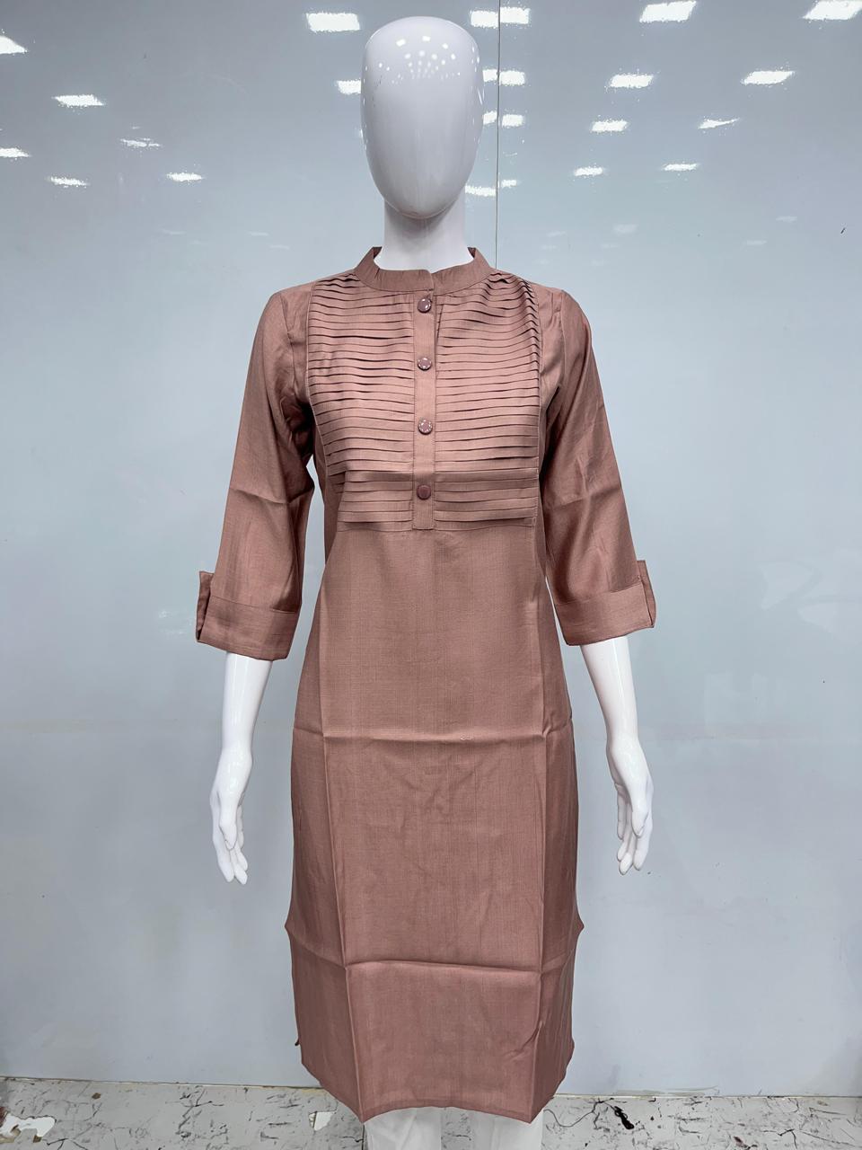 Diya sarees - Copper Cotton Collar Kurti